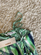 Flowering Girl Women green knitted halterneck lace-up wrap dress
