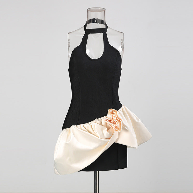 Flowering Girl Women Lyuba 3D Flower Contrast Color Bandage Mini Dress