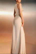 Nicola Flower Bow Pleated Bodycon Maxi Dress In White