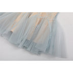 Light Blue Lace Corset Tulle Mini Dress