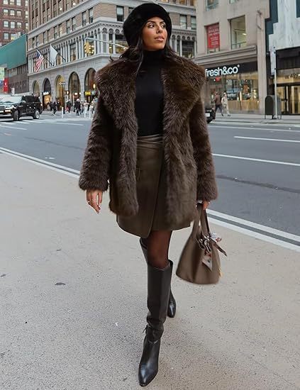 Flowering Girl Women Lily Faux Fur Fur Jacket Mid-length Warm Coat