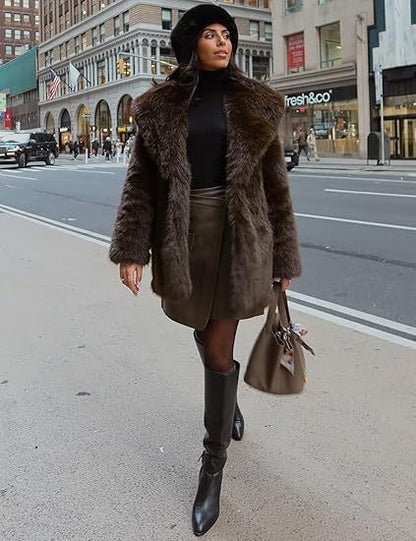 Lily Faux Fur Fur Jacket Mid-length Warm Coat