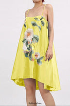 edwina applique floral Embroidered Mini Dress in yellow
