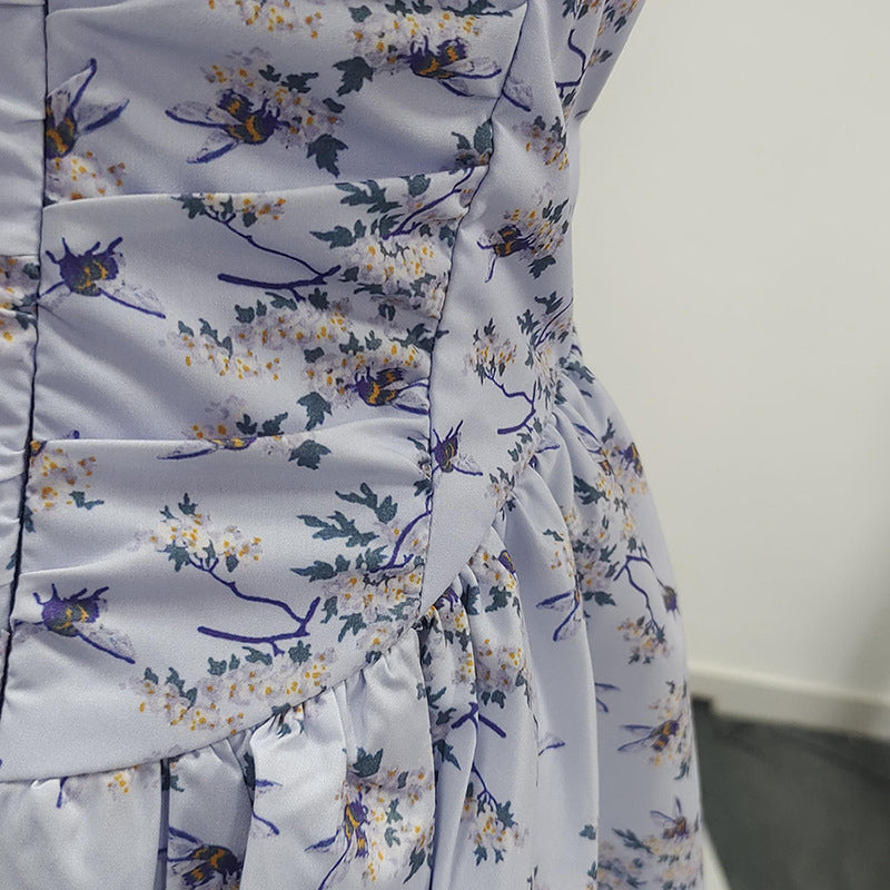 Flowering Girl Women Lesley Blue Floral Print Mini Dress With Bloomers