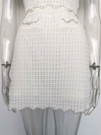 Angela Ruffle Trim Pearl Beaded Knit Sweater