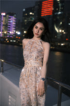 Gold Couture with Floral Embroidery Sequin Banquet Dress