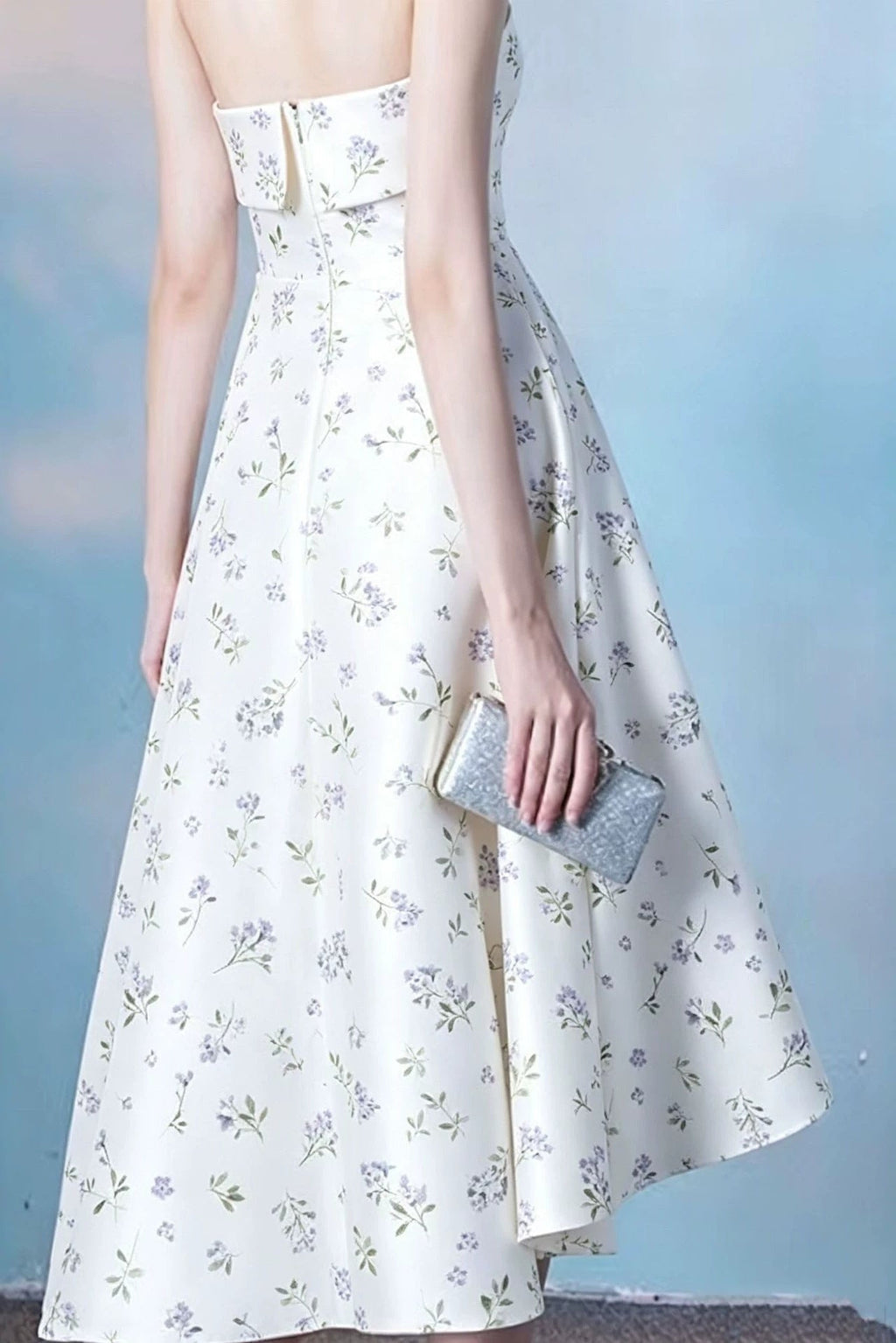 Floral Print Strapless Midi Dress