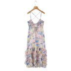 Flowering Girl Women rebecca Floral print ruffle backless maxi dress - blue