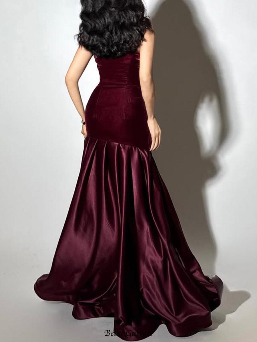 Flowering Girl Women tiffany Irregular splicing strapless maxi dress - burgundy