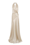 Flowering Girl Women kay Champagne crepe bias-cut satin halter maxi dress