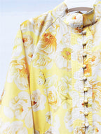 Flowering Girl Women Xaviera Long Sleeve Floral Printed Chiffon Maxi Dress In Yellow