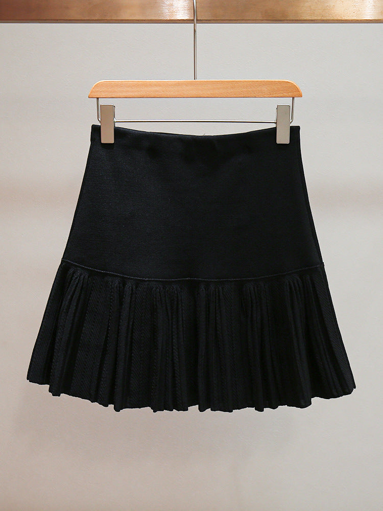 Marcia Black Double Breasted Ruffle Mini Skirt