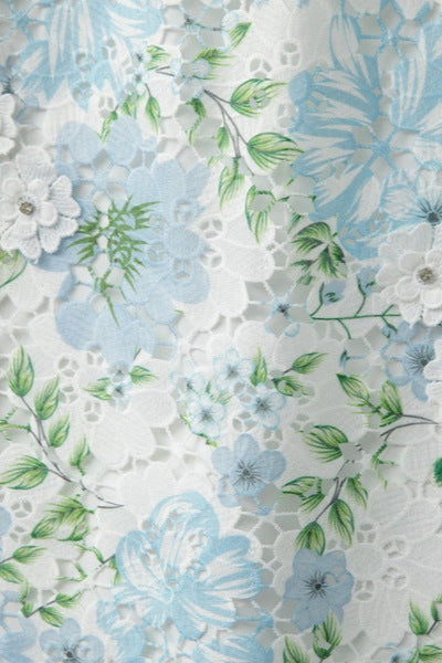 Flowering Girl Women Hazel Floral Printed Lace Mini Dress In Sky Blue