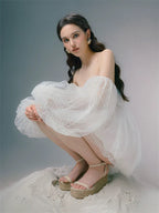 Flowering Girl Women winni strapless mesh mini dress in white