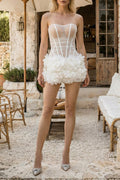 Flowering Girl Women Zenobia Mesh Strapless Bud Mini Dress In White