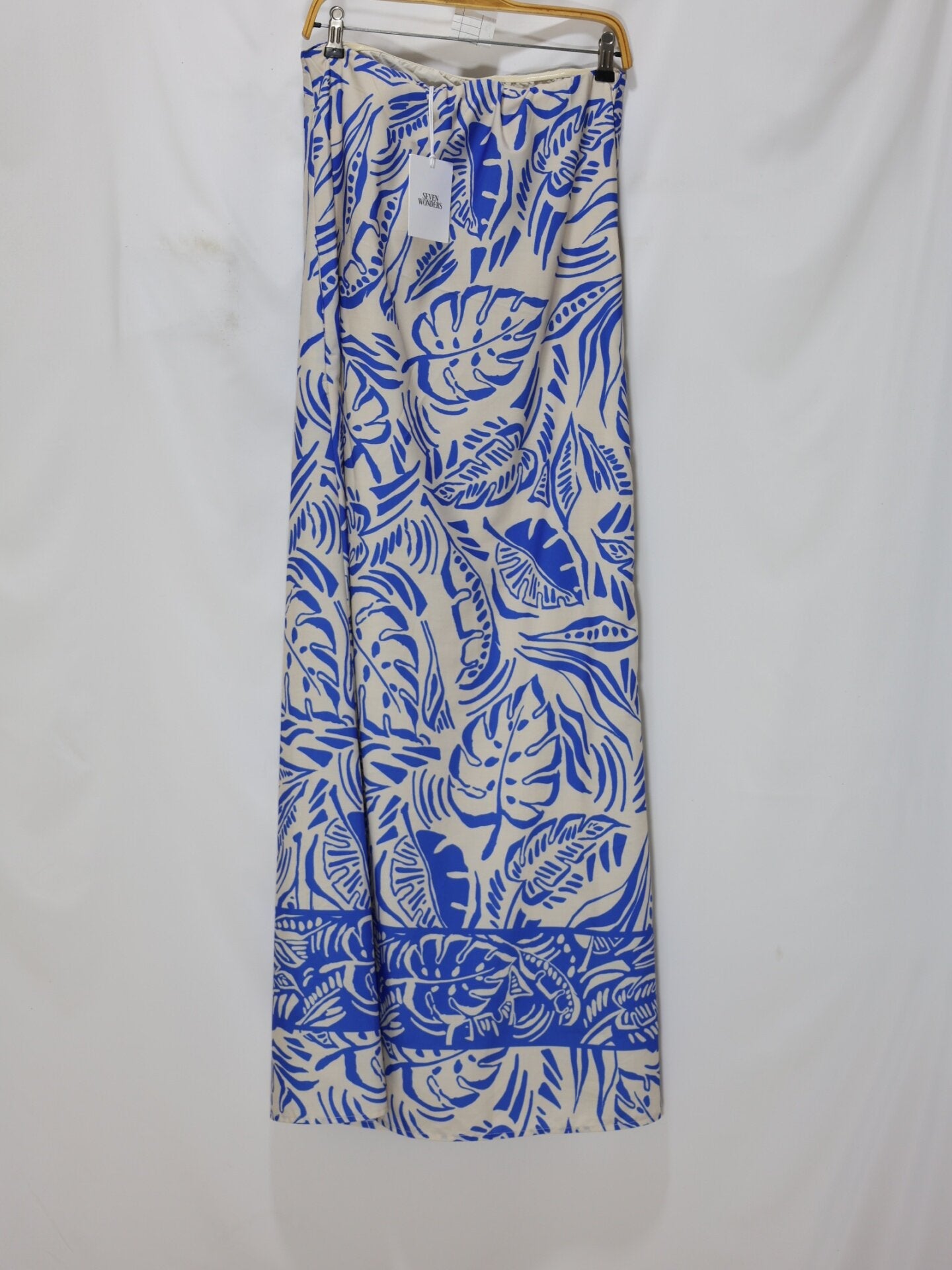 Flowering Girl Women Tropical Leaf Print Strapless Maxi Dress
