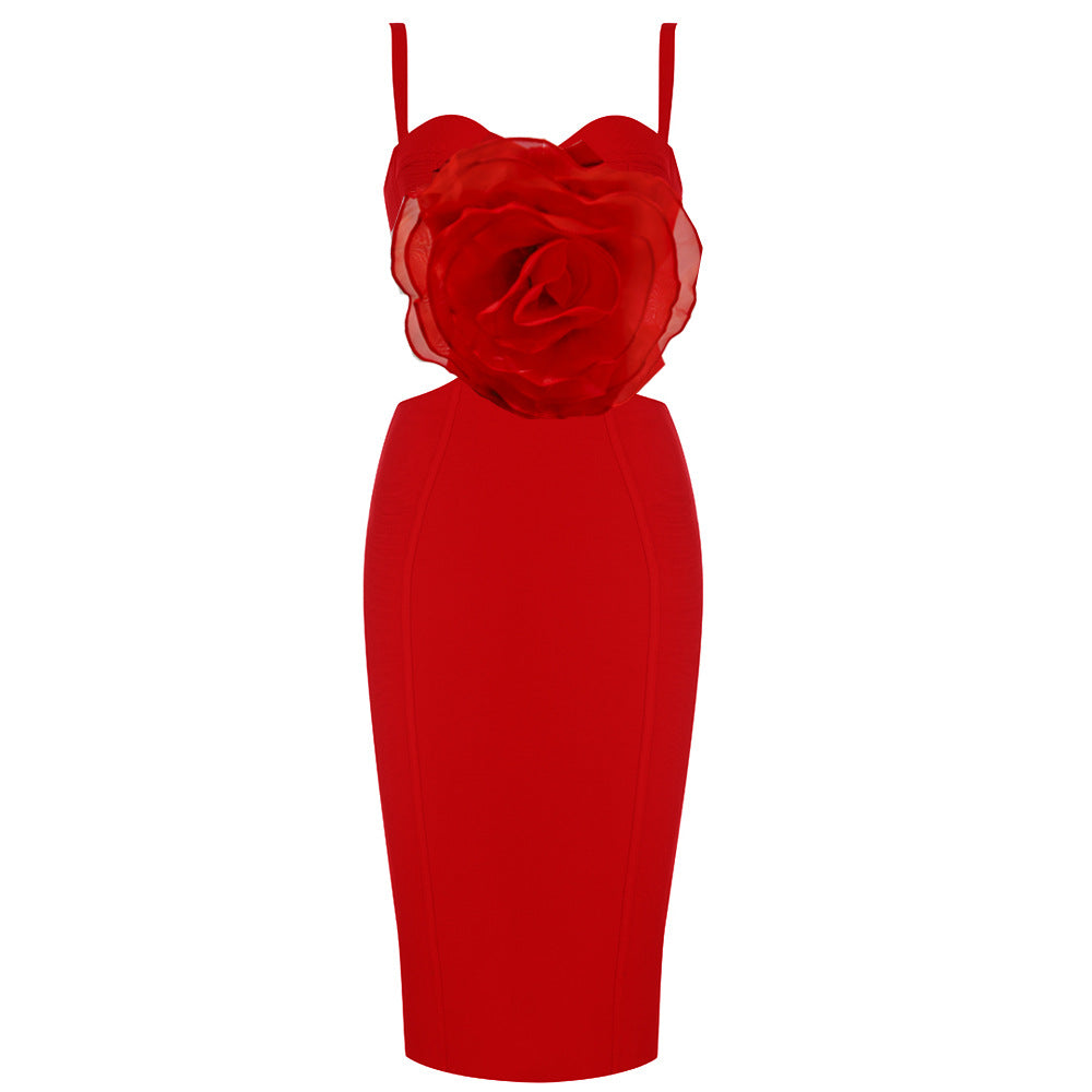 Flowering Girl Women Jacey Mesh Flower Bandage Midi Dress
