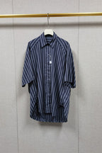 Flowering Girl Women Oversized Striped Rhinestone Shirt In Grey
