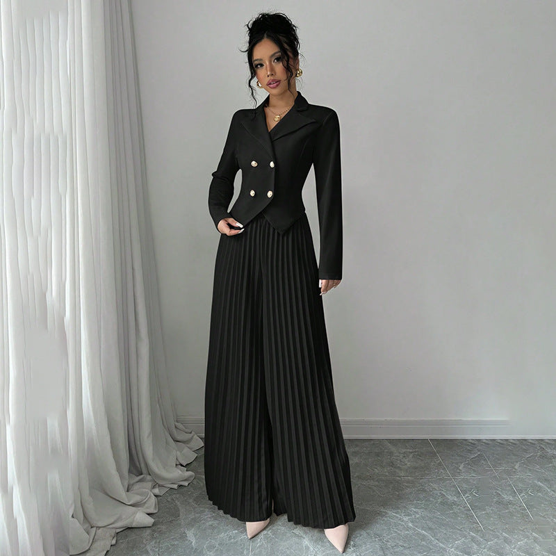 Flowering Girl Women black long-sleeved suit