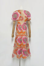 lydia puff sleeve Floral Midi Dress in Pink