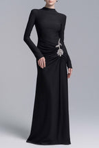 Flowering Girl Women Hedwig Rose Embellished Gathered Sheath Gown In Black