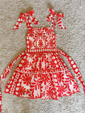 bow tie ruffled layered pleated dress