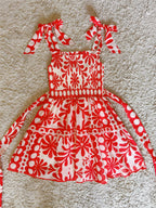 bow tie ruffled layered pleated dress