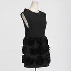 Flowering Girl Women xaviera rose applique mini dress in black