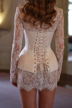 Ivory Lace & Satin Corset Mini Dress