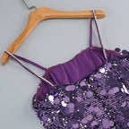 Virginia Strappy Sequin Embellished Mini Dress In Purple