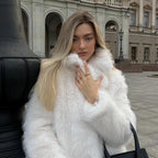Flowering Girl Women suit collar imitation fox fur coat