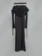 Flowering Girl Women Lila Flower Embellished Pleated Strapless Maxi Dress In Black