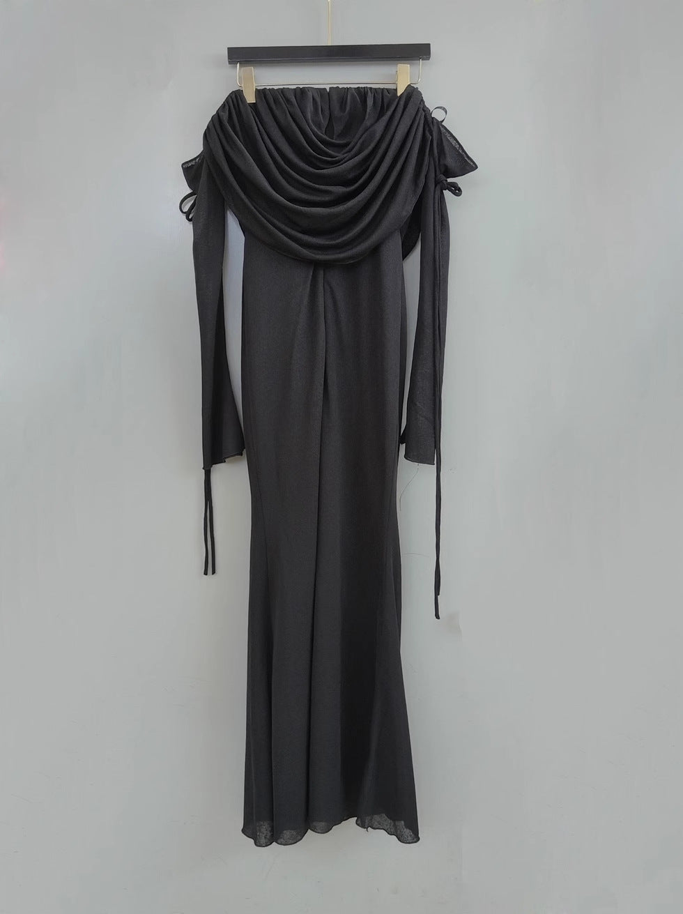 Flowering Girl Women Lila Flower Embellished Pleated Strapless Maxi Dress In Black