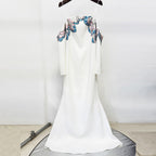 Flowering Girl Women white off-shoulder collars nails beads diamond maxi dress