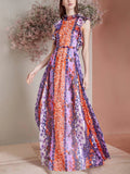 Floral Fungus Edge Collar Maxi Dress