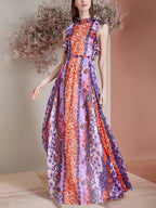 Floral Fungus Edge Collar Maxi Dress
