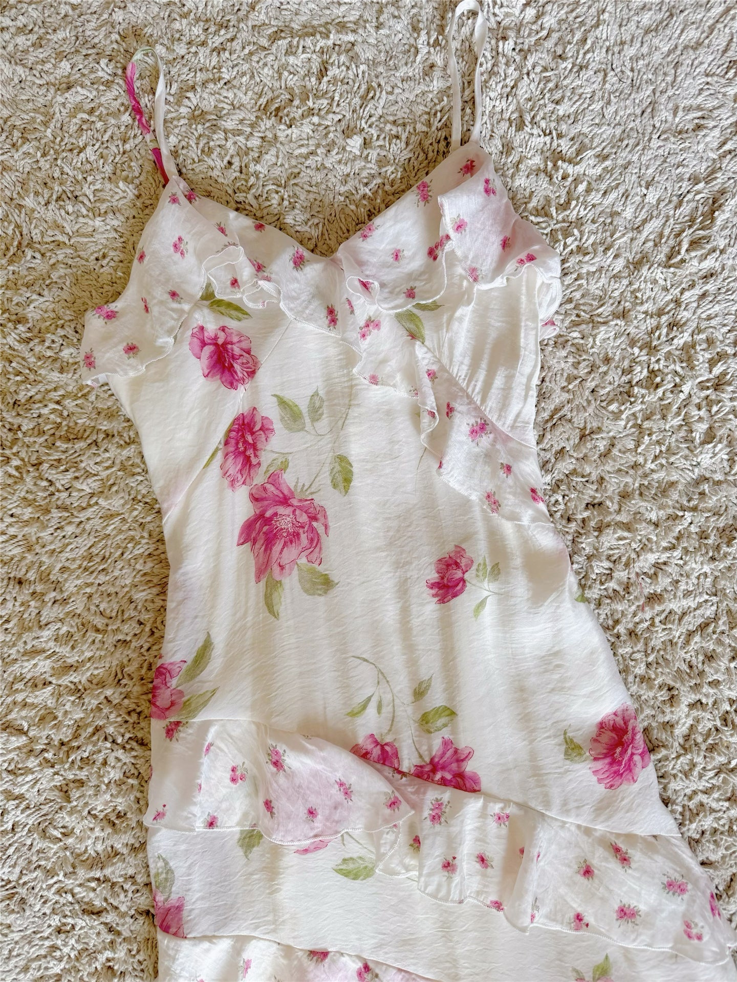 Floral Ruffle Tiered Maxi Dress - Pink & Ivory
