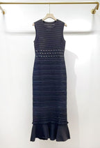 valerie Studded Knit sleeveless Midi Dress in black