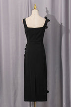 sabrina 3d flower Midi Dress in Black