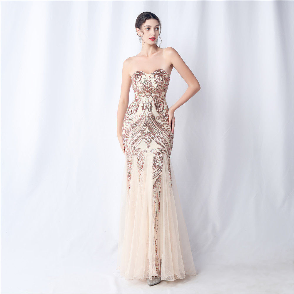Sparkle Strapless Tulle Maxi Dress