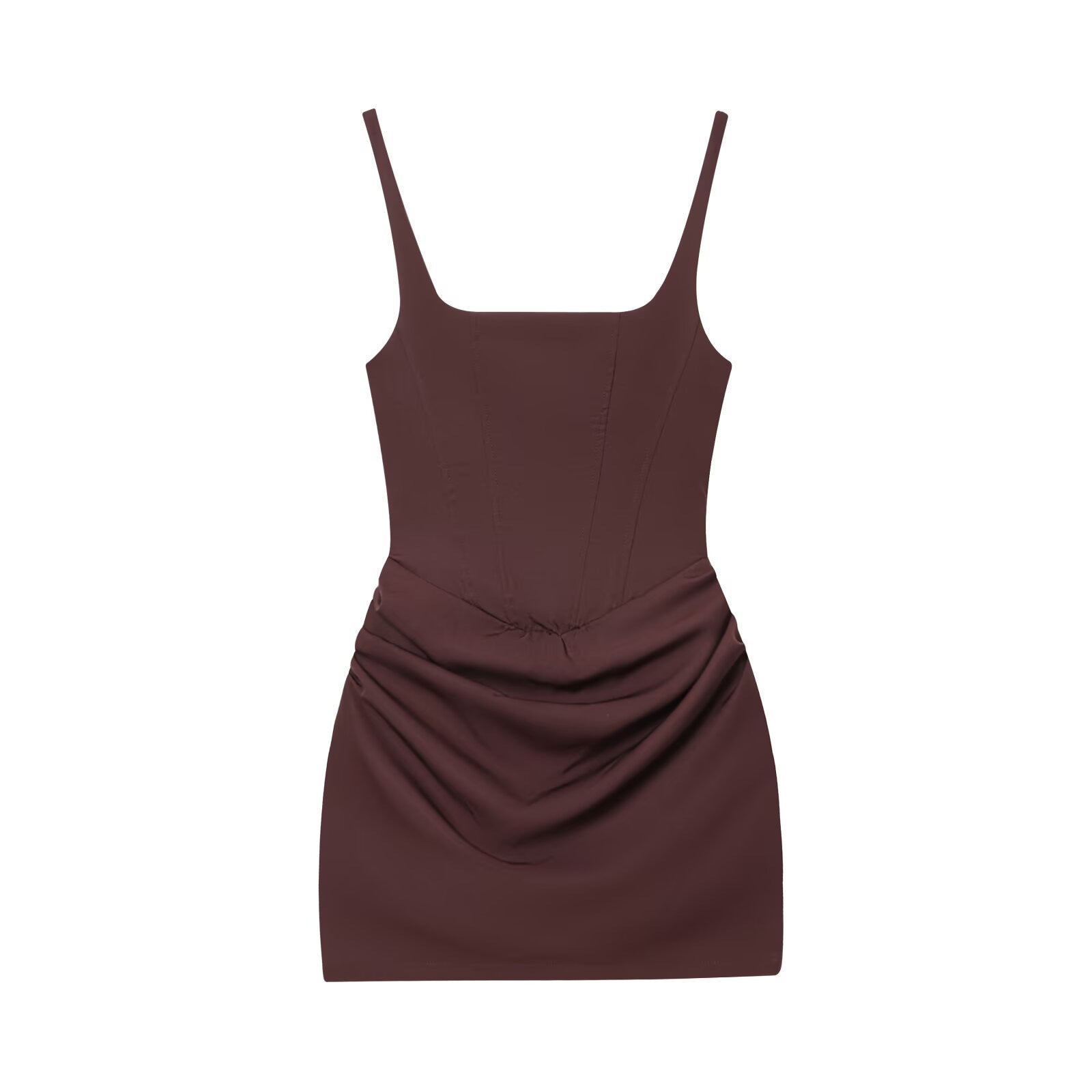 Flowering Girl Women Square Neck Ruched Bodycon Mini Dress