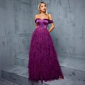Flowering Girl Women yedda spliced ruffle tulle strapless maxi dress - purple