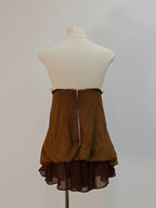 Flowering Girl Women Brown 3d Butterfly Fishbone Tunic Top Mini Skirt Set