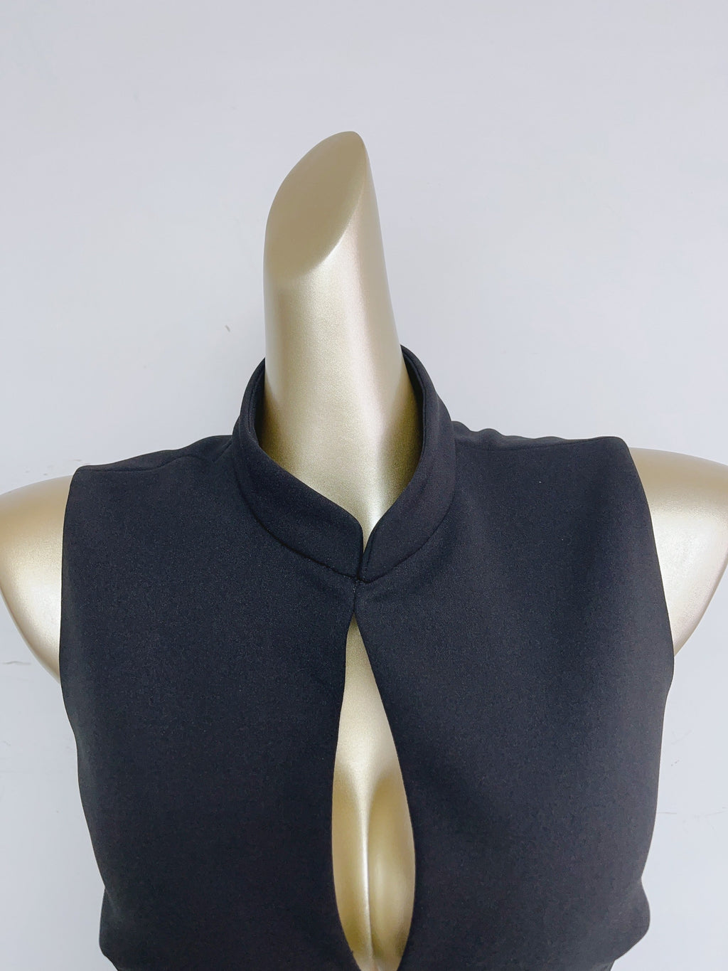 stand collar cutout mini dress in black
