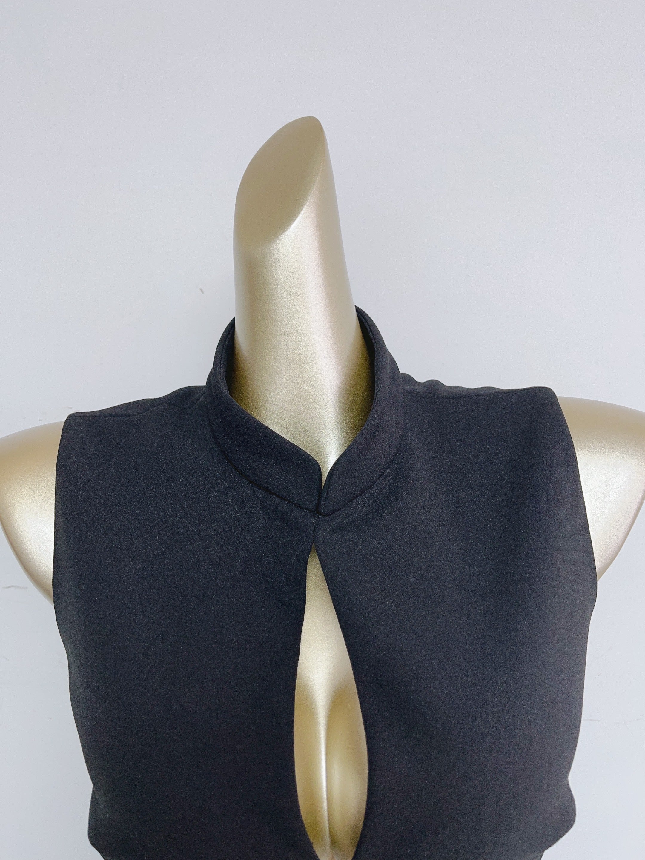 stand collar cutout mini dress in black