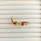 retro gold- red earring