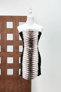 arlene Plush Cut Strapless mini Dress in black - zebra