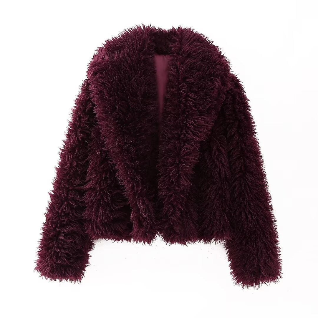 Flowering Girl Women mag lambswool thick fur coat