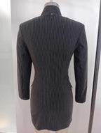 priscilla v-neck stripe mini blazer dress in black