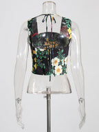 Flowering Girl Women Flower Print Two Pieces Set